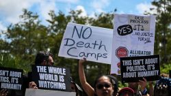 Protesters gather to demand the closure of the immigrant detention center known as 