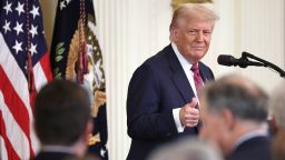 U.S. President Donald Trump delivers remarks during a signing ceremony for the “GENIUS Act” in the East Room of the White House July 18, 2025 in Washington, DC. The act, formally known as the Guiding and Establishing National Innovation for U.S. Stablecoins Act, was passed this week by the U.S. Congress.