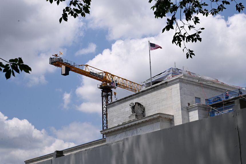 Construction on the Marriner S. Eccles Federal Reserve building in Washington, DC, US, on Thursday, July 24, 2025.