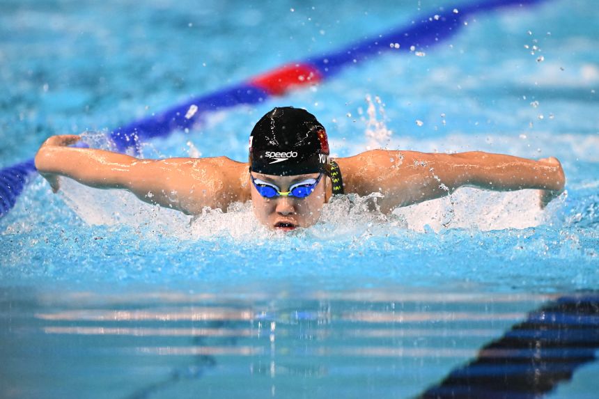 Yu swims in the semifinal of the 200-meter individual medley on Sunday.