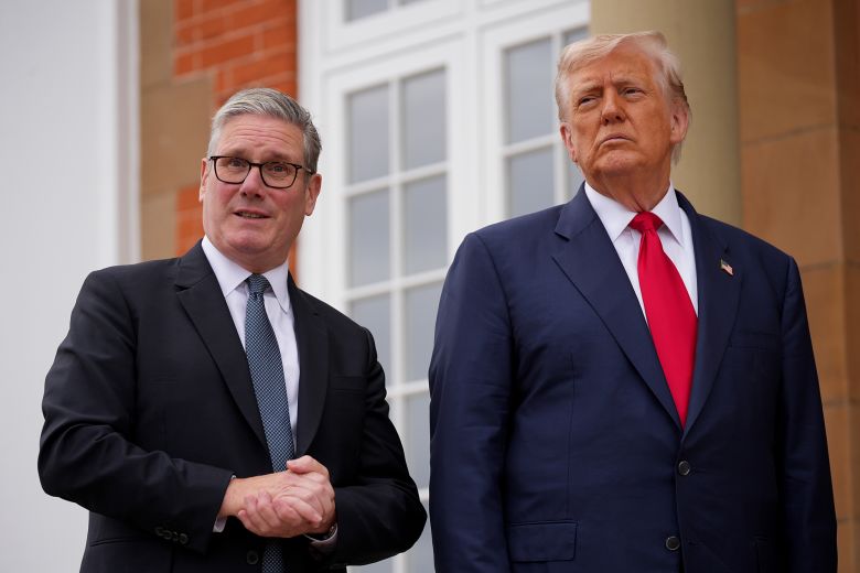  Donald Trump meets with British Prime Minister Keir Starmer at Trump Turnberry golf club during the US president's brief visit to Scotland earlier this year.
