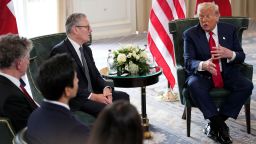 British Prime Minister Keir Starmer and President Donald Trump meet for bilateral talks in Turnberry, Scotland, on Monday, July 28.