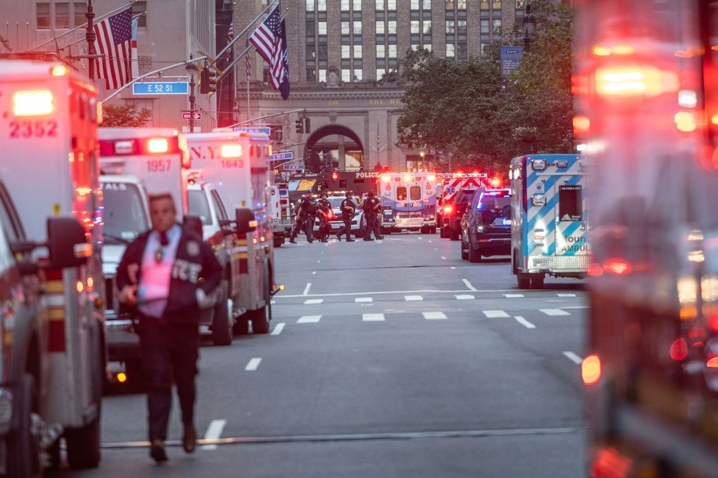 Scores of officers rushed to the office building at 345 Park Avenue when a man began shooting.