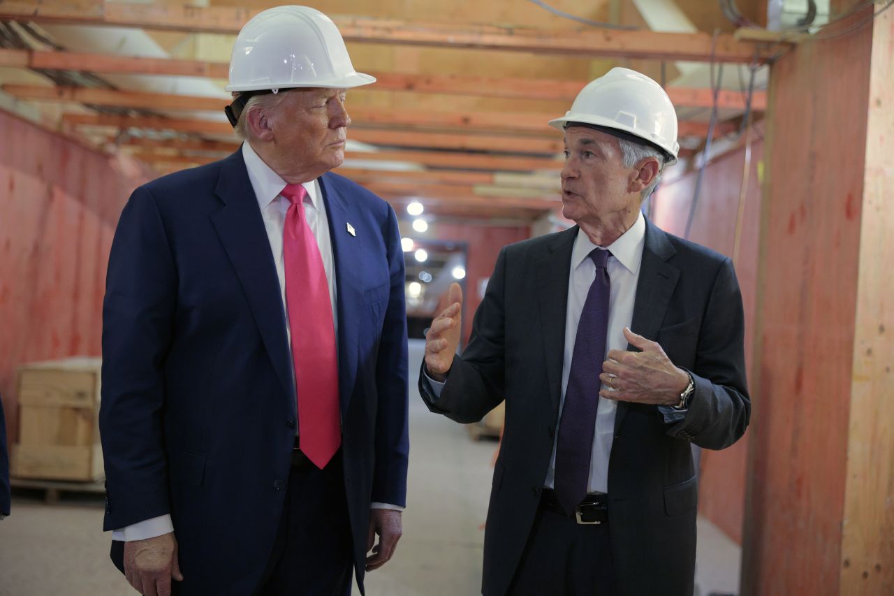 US President Donald Trump and Federal Reserve Chair Jerome Powell toured the Federal Reserve’s $2.5 billion headquarters renovation project on July 24 in Washington, DC.