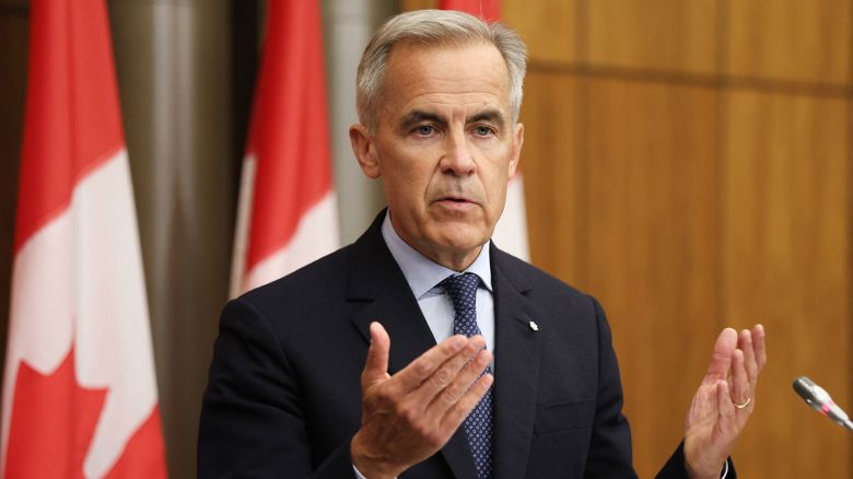 Canadian Prime Minister Mark Carney speaks during a press conference after a Cabinet meeting to discuss both trade negotiations with the US and the situation in the Middle East, at the National Press Theatre in Ottawa, Ontario, Canada on Wednesday.