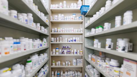 Shelves with prescription drugs inside a pharmacy in Los Angeles, California, US, on Wednesday, Aug. 6, 2025. US President Donald Trump said that US tariffs on pharmaceutical imports would be announced "within the next week or so," as the administration prepares to target key economic sectors in its effort to remake global trade. Photographer: Eric Thayer/Bloomberg via Getty Images