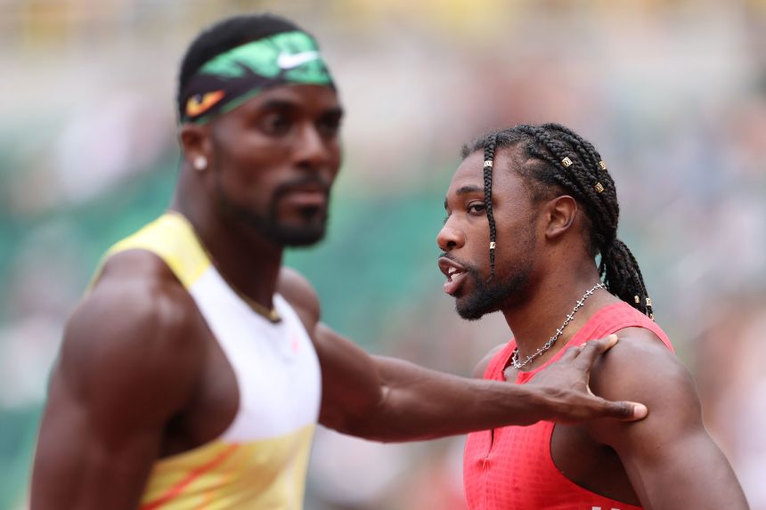 The pair exchanged words after crossing the finish line on Sunday.