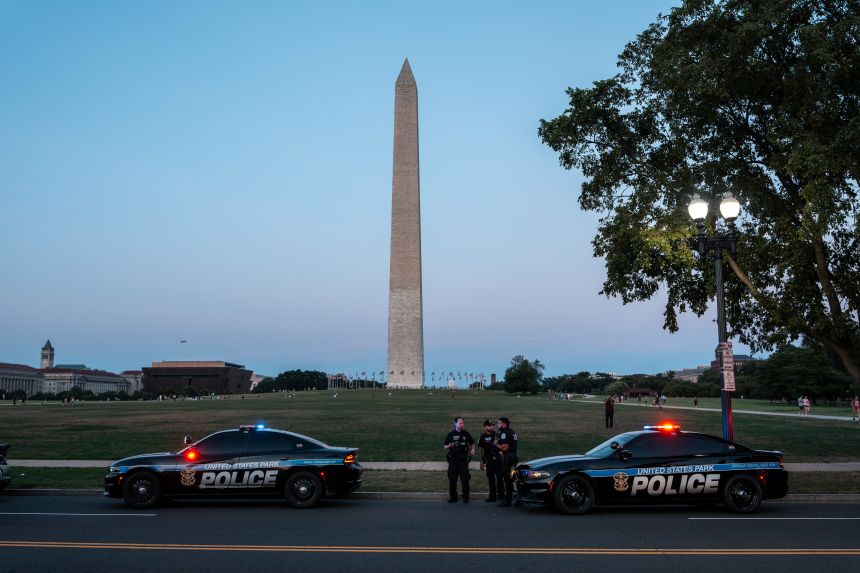 US Park Police perform a traffic stop on Friday in Washington, DC.