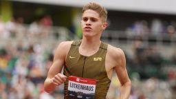 EUGENE, OREGON - AUGUST 03: Cooper Lutkenhaus competes in the Prevagen Men's 800m final during the 2025 USATF Outdoor Championships at Hayward Field on August 03, 2025 in Eugene, Oregon.  (Photo by Patrick Smith/Getty Images)