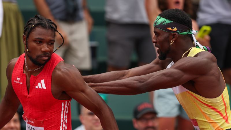 Noah Lyles pushed by rival Kenny Bednarek as pair clash after 200m US championships final | CNN