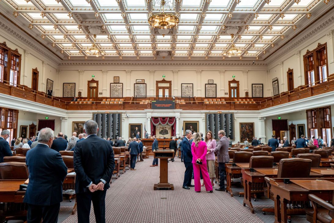 Lawmakers and elected officials speak after a House meeting at the state Capitol on Tuesday.