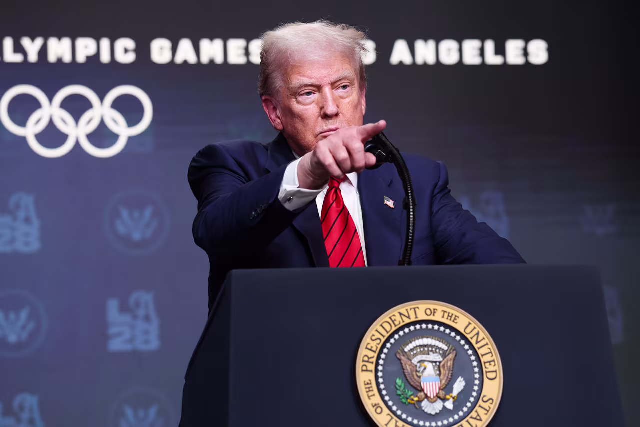 President Donald Trump takes questions from reporters after signing an executive order Tuesday, in Washington, DC.