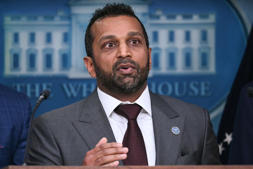 FBI Director Kash Patel speaks during a news conference in the Brady Press Briefing Room at the White House in Washington, DC, on August 11.