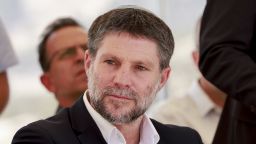 Bezalel Smotrich at a news conference in the occupied West Bank last month.