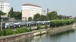 This photograph taken in Choisy-le-Roi, on the outskirts of Paris, on August 14, 2025 shows the Seine river where firefighters were called to pulled out four men's bodies from the river on August 13, 2025, after an alert was raised by a passenger travelling on the RER C train, who reported seeing a body floating in the Seine, according to police sources. (Photo by Bertrand GUAY / AFP) (Photo by BERTRAND GUAY/AFP via Getty Images)          