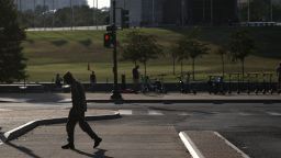 A member of the National Guard patrols near the Washington Monument on August 12, 2025, in Washington, DC.