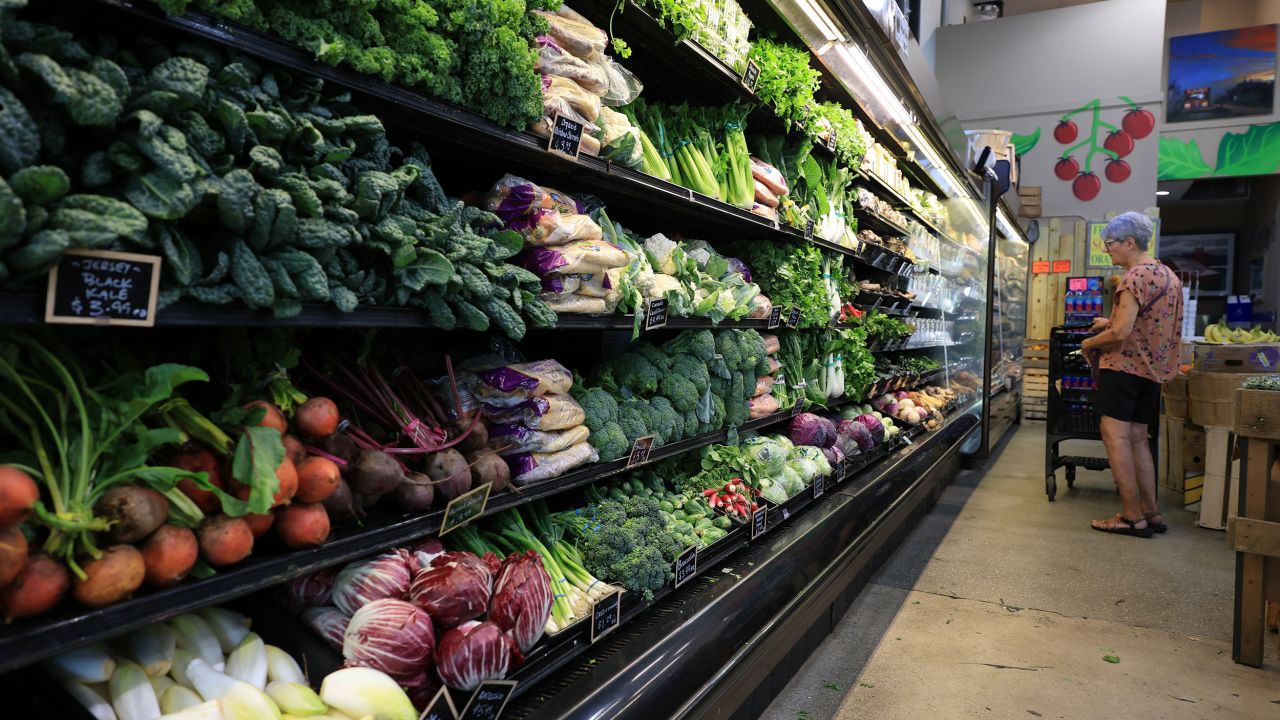 DELRAY BEACH, FLORIDA - AUGUST 15: Vegetables on display in a grocery store on August 15, 2025 in Delray Beach, Florida. Wholesale prices for fresh vegetables soared by 38.9 % a record amount, last month, according to the U.S. Bureau of Labor Statistics. (Photo by Joe Raedle/Getty Images)