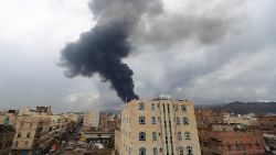 Smoke billows after an Israeli air strike on Yemen's Houthi-held capital Sanaa on August 24, 2025. The Israeli army said it targeted Houthi military sites in the Yemeni capital Sanaa on August 24, including areas near the presidential palace along with power plants and a fuel storage facility.