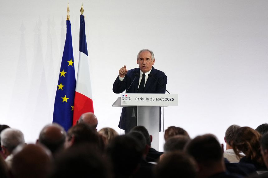 France's Prime Minister Francois Bayrou announced the confidence vote during a news conference in Paris on Monday.