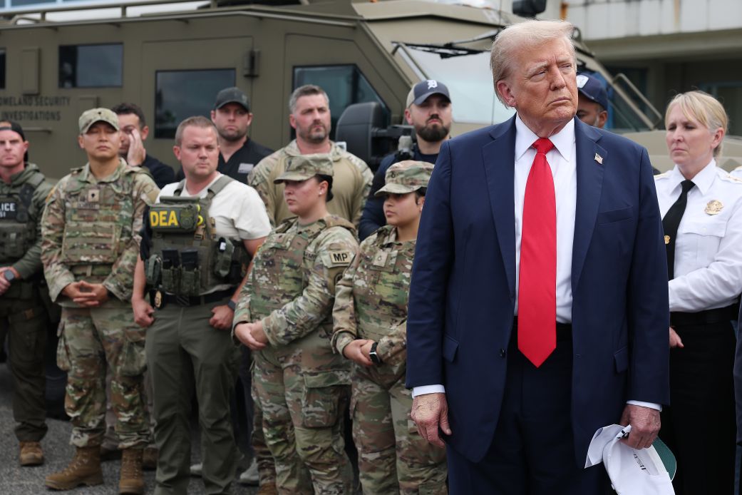 President Donald Trump visits the US Park Police Anacostia Operations Facility in Washington, DC, on Thursday.