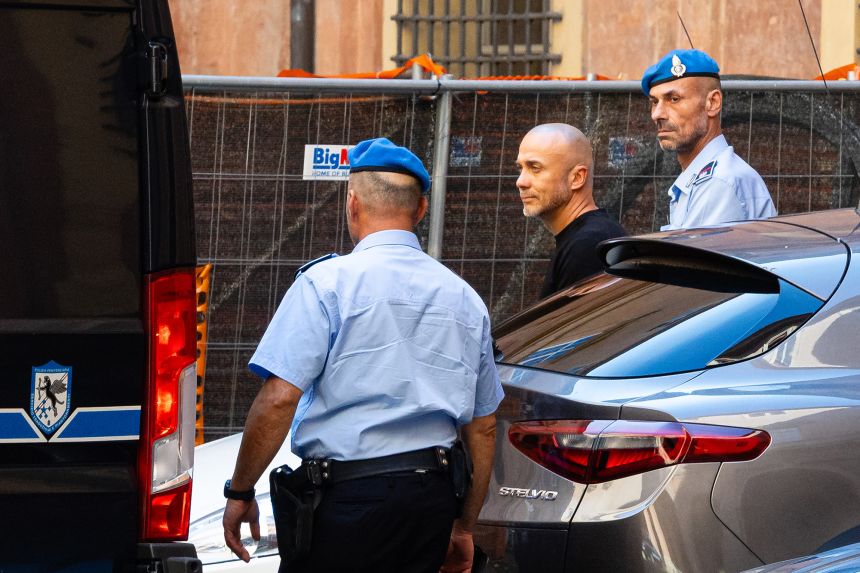 After appearing before Italy's Bologna Court of Appeal on August 22, 2025, Sefri Kuznyetsov was placed in a prison police van to be returned to prison, where the court confirmed his arrest.