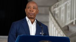 New York City Mayor Eric Adams speaks during a press conference at City Hall Friday, Aug. 22, 2025, in Manhattan, New York City.