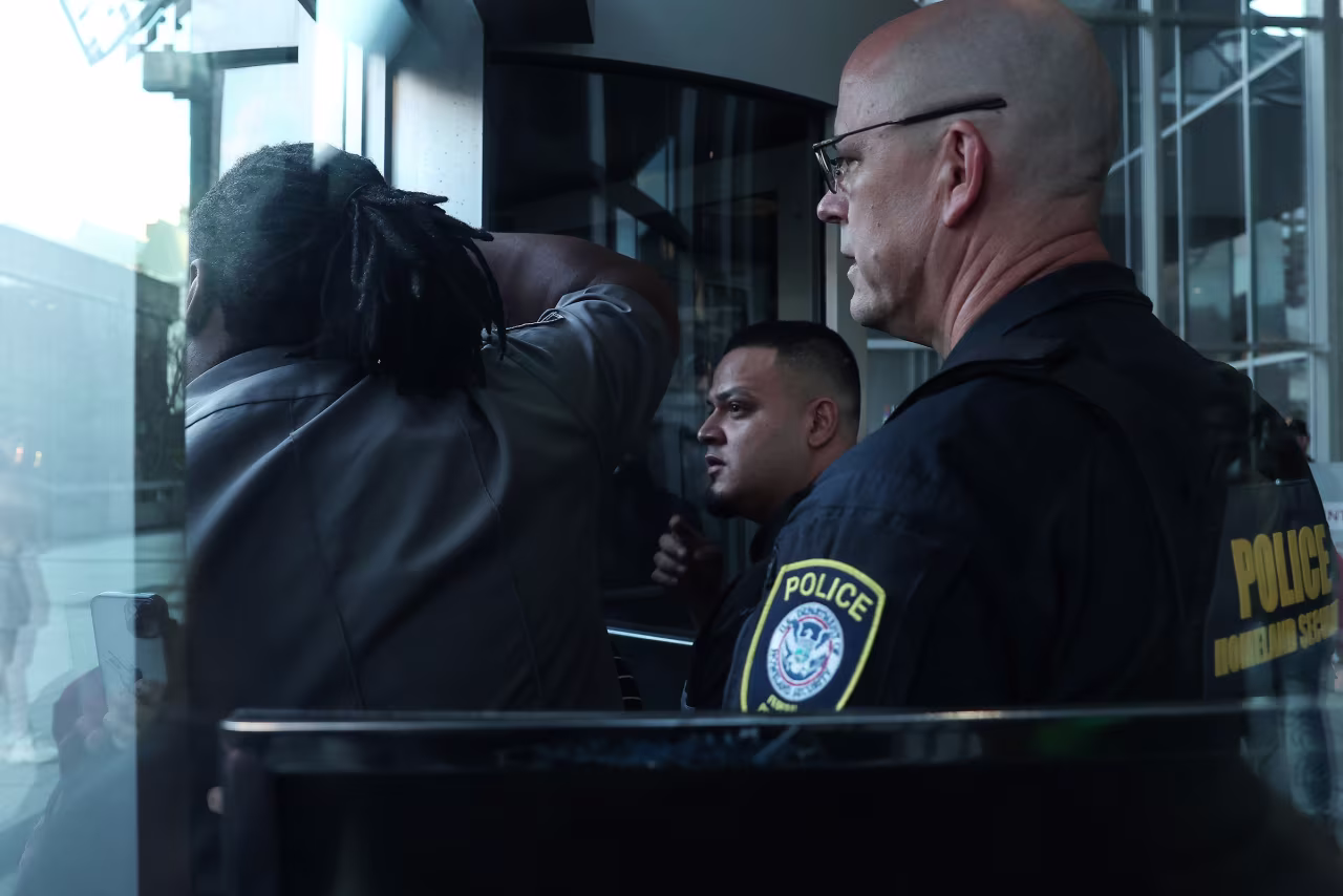 Kilmar Abrego Garcia enters a US Immigration and Customs Enforcement field office in Baltimore, Maryland, on August 25.