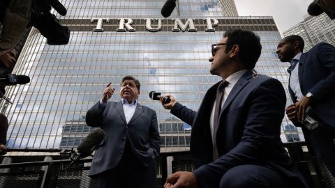 CHICAGO, ILLINOIS - AUGUST 25: Illinois Gov. JB Pritzker speaks to the press while on board a water taxi passing Trump Tower on the Chicago River on August 25, 2025 in Chicago, Illinois. Pritzker spoke about about President Donald Trump's plan to send National Guard troops into Chicago. Recent reports have stated that Trump plans to deploy troops to the city as early as next month. (Photo by Scott Olson/Getty Images)