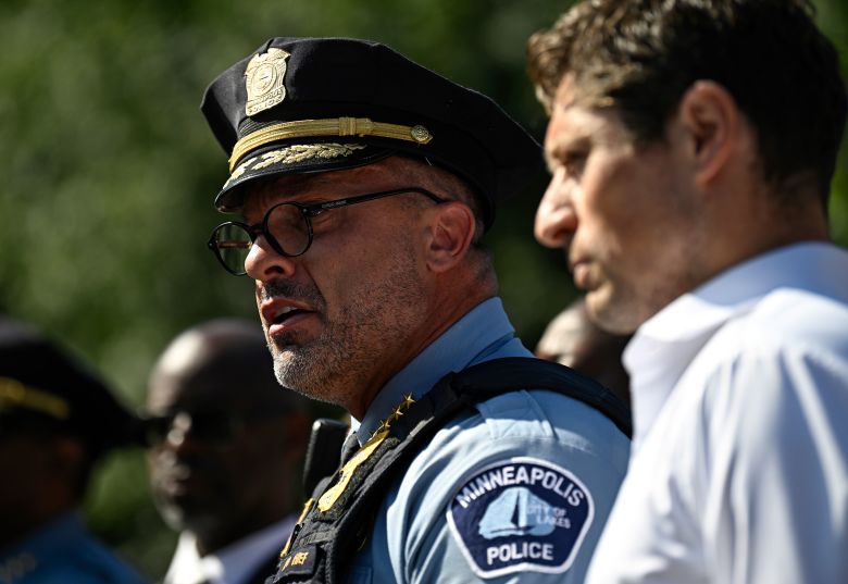 Minneapolis Police Chief Brian O'Hara speaks during a news conference after the shooting Wednesday.