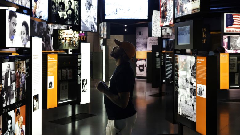 A visitor browses an exhibition in August at the Smithsonian National Museum of African American History and Culture.