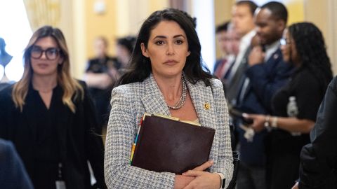 US Representative Anna Paulina Luna, Republican of Florida, walks past members of the press after coming out of a closed door meeting with victims of Jeffrey Epstein at the US Capitol in Washington, DC, on September 2, 2025. (Photo by ANDREW CABALLERO-REYNOLDS / AFP) (Photo by ANDREW CABALLERO-REYNOLDS/AFP via Getty Images)          