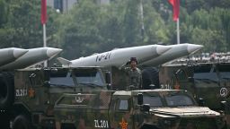YJ-21 hypersonic anti-ship ballistic missiles are seen during a military parade marking the 80th anniversary of victory over Japan and the end of World War II, in Beijing's Tiananmen Square on September 3, 2025.