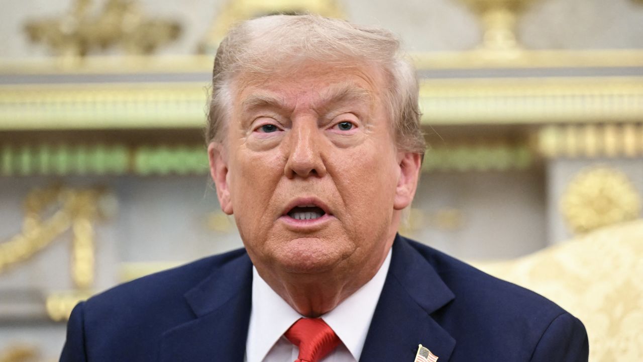 US President Donald Trump speaks a he meets with Polish President Karol Nawrocki in the Oval Office at the White House in Washington, DC on September 3, 2025.  (Photo by SAUL LOEB / AFP) (Photo by SAUL LOEB/AFP via Getty Images)          