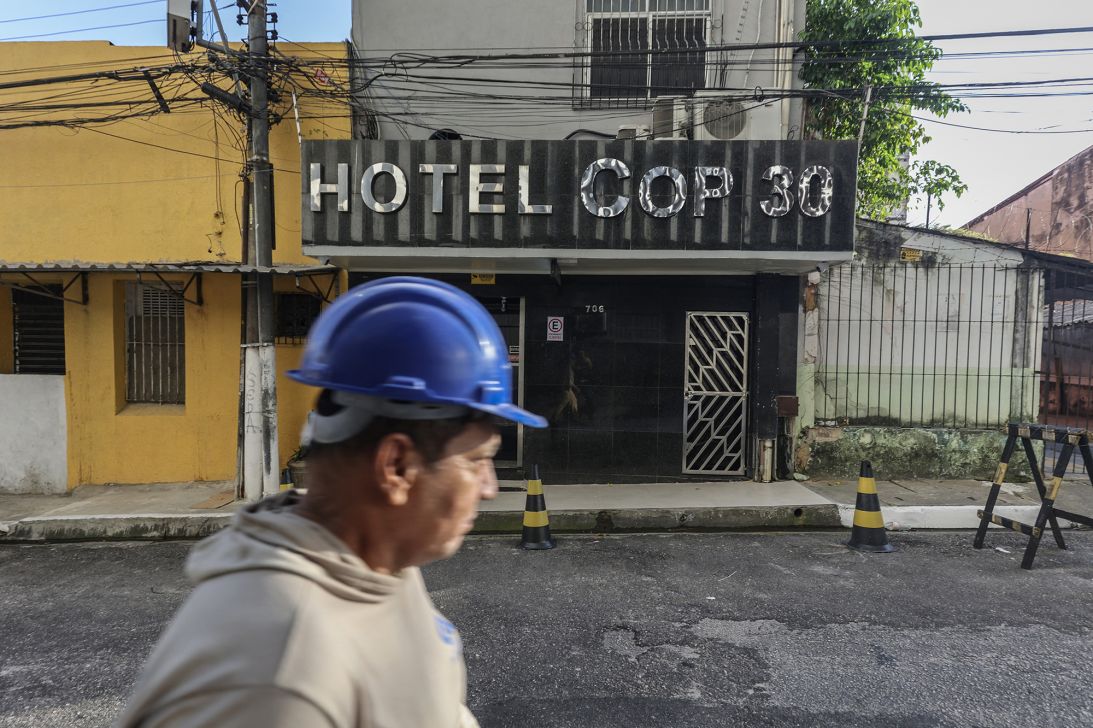 The newly renamed COP30 hotel, located in the center of Belém, Brazil, on August 25, 2025. Accommodation woes have plagued the summit with a lack of hotel rooms and sky-high prices.