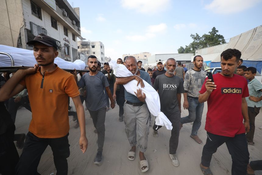 Families lament their losses after being killed in Israeli attacks in various parts of Gaza city on Friday. The bodies are taken to Alsifa Hospital to prepare for the burial process.