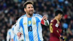 BUENOS AIRES, ARGENTINA - SEPTEMBER 04: Lionel Messi of Argentina celebrates after scoring the team's third goal during the South American FIFA World Cup 2026 Qualifier match between Argentina and Venezuela at Estadio Más Monumental Antonio Vespucio Liberti on September 04, 2025 in Buenos Aires, Argentina. (Photo by Marcelo Endelli/Getty Images)