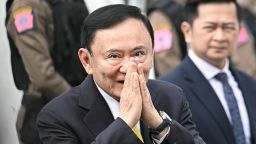 Thailand's former Prime Minister Thaksin Shinawatra arrives at the Supreme Court in Bangkok on September 9, 2025.