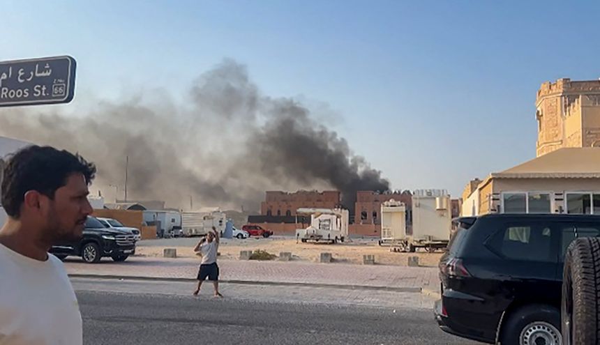 Israeli military had carried out air strikes on Doha in an operation targeting senior leaders of Palestinian militant group Hamas shown in this video grab on September 9.