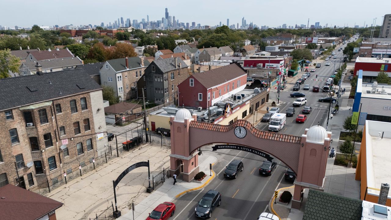 The Little Village Arch in Chicago, Illinois, on Tuesday, Sept. 9, 2025. The 26th Street Mexican Independence Day Parade in Chicago's Little Village neighborhood will go on as planned, organizers said last week, despite fears about Immigration and Customs Enforcement (ICE) raids.
