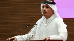 Qatar's Prime Minister and Foreign Minister Mohammed bin Abdulrahman al-Thani addresses a press conference following Israeli strikes in Doha on September 9, 2025. Following the attack, world leaders, including the US President, sharply criticised Israel for targeting of the Palestinian Hamas movement leaders in Qatar, a Western ally which has hosted multiple rounds of Gaza ceasefire talks. (Photo by Karim JAAFAR / AFP) (Photo by KARIM JAAFAR/AFP via Getty Images)          