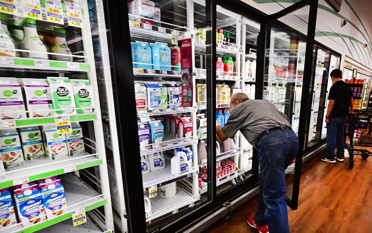 People shop at a supermarket in Monterey Park, California, on September 9.