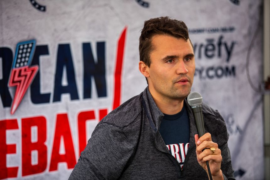 Charlie Kirk debates students during his American Comeback tour stop at California State University, Northridge on March 6, 2025.
