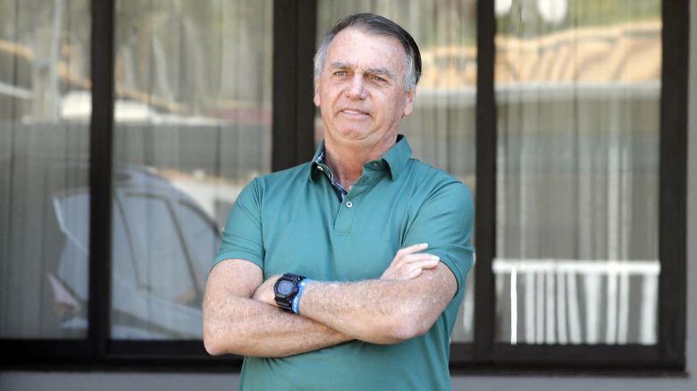 Former Brazilian President Jair Bolsonaro outside his residence in Brasilia on Thursday, September 11.