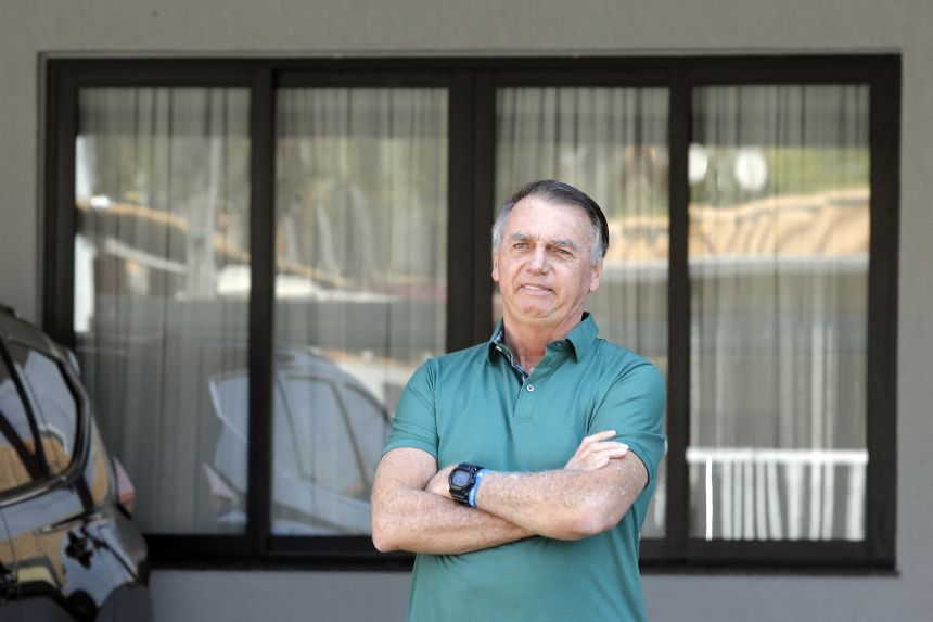 Former Brazilian President Jair Bolsonaro outside his residence in Brasilia on Thursday, September 11.