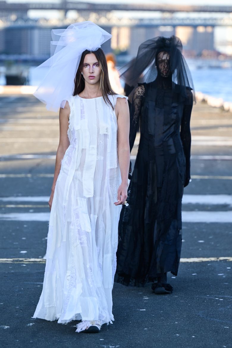 Two models channeled the bride and her inner goth.