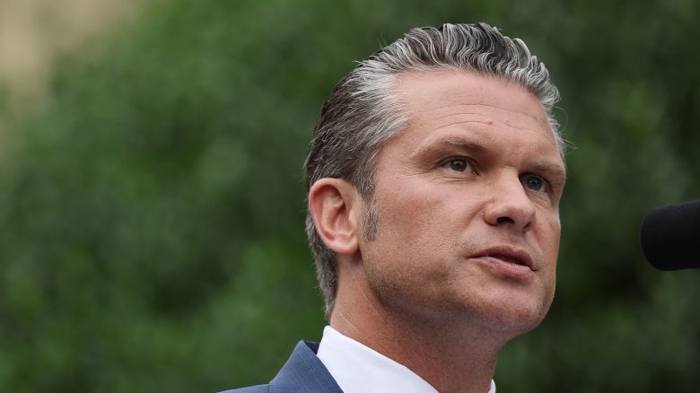 Secretary of Defense Pete Hegseth speaks during a September 11th observance event in the courtyard of the Pentagon, on September 11, 2025.