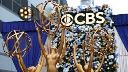 Emmy statues are seen ahead of the 77th Primetime Emmy Awards at the Peacock Theatre at LA Live in Los Angeles on September 14, 2025.