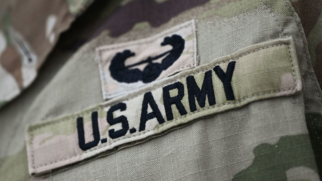 A US Army patch on the sleeve of an American soldier participating in the celebrations of Land Forces Day in Krakow, Poland, on September 13, 2025.