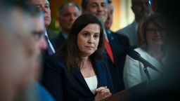 Rep. Elise Stefanik is joined by New York state GOP lawmakers at the state Capitol in Albany, New York, on June 9, 2025.