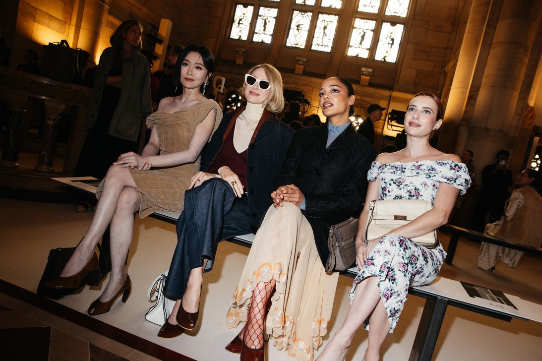 Qin Lan, Naomi Watts, Tessa Thompson and Emma Roberts at a former bank in Brooklyn for Tory Burch.
